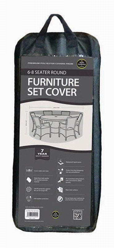 6-8 Seater Round Furniture Set Cover Black - Image 3