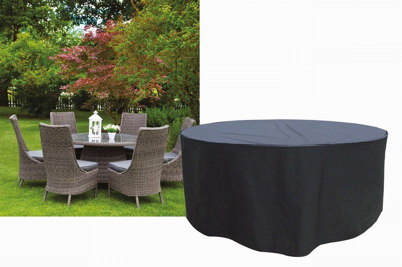 6-8 Seater Round Furniture Set Cover Black