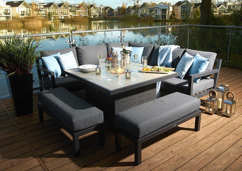 Bramblecrest La Rochelle Sq. Sofa Set with Firepit & 2 Benches