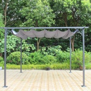 Prague 3.5m x 3.5m Steel Pergola Gazebo -Grey