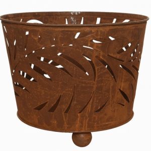 Fire Bucket with Iron Leaf  - Rust