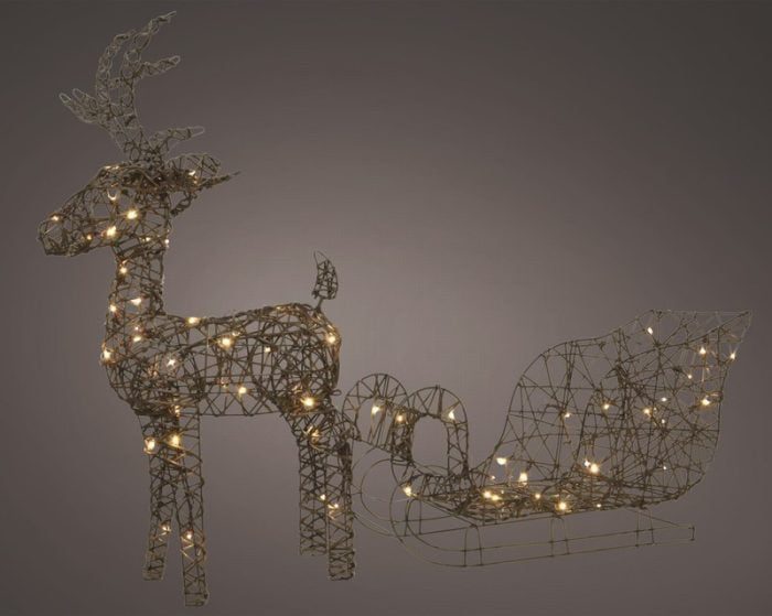 LED deer gb wicker deer with sleigh outdoor