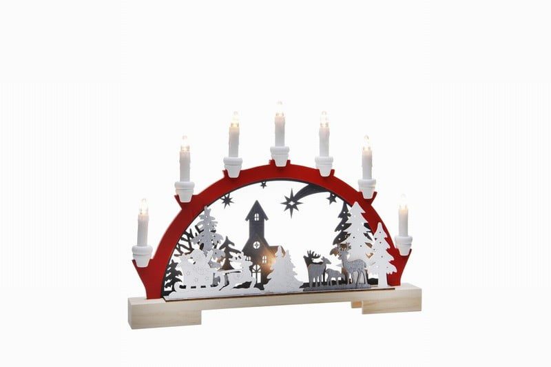 45cm bo lit santa and sleigh red candle bridge - Image 2