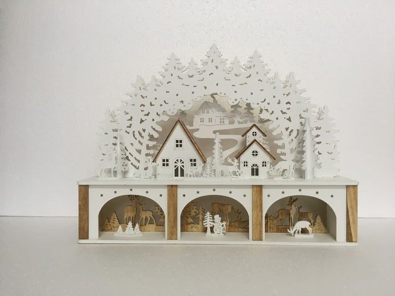 45cm bo lit village scene