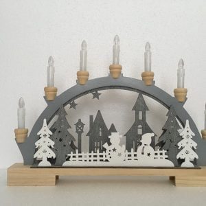 45cm bo lit snowmen candle bridge