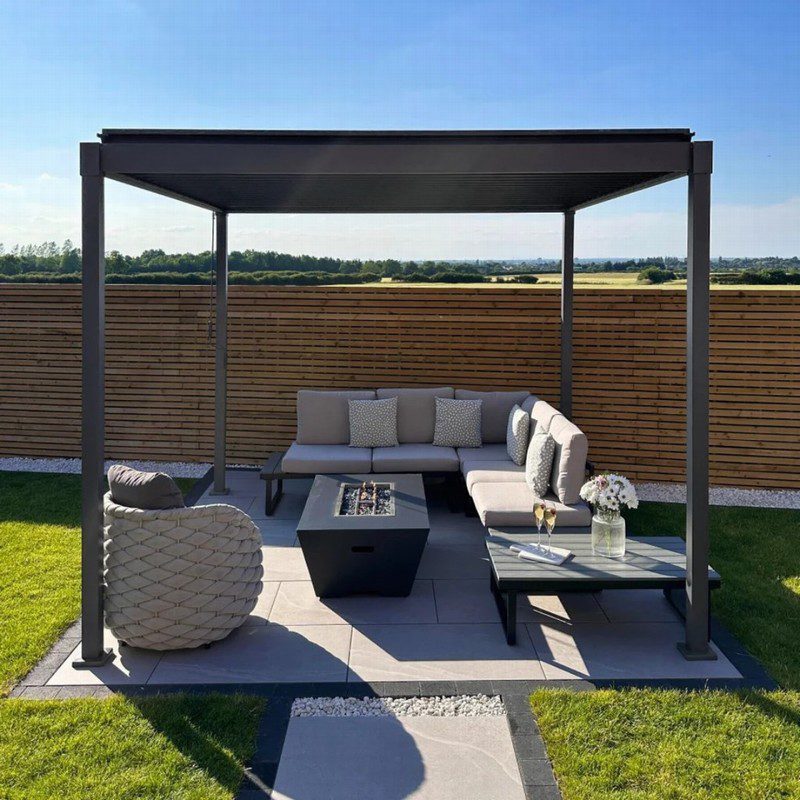 Nova Shadow Steel Pergola 3m x 3m Grey