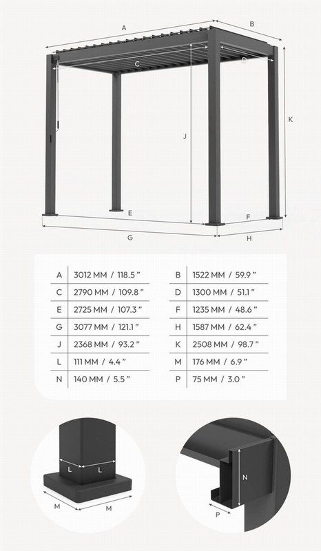Nova Titan Aluminium BBQ Pergola 3m x 1.5M Grey - Image 4