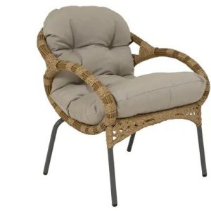 Castel Wicker Outdoor Chair with Cushion -natural