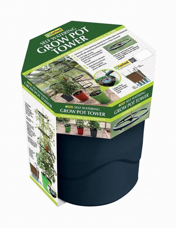 Self Watering Grow Pot Tower Anthracite
