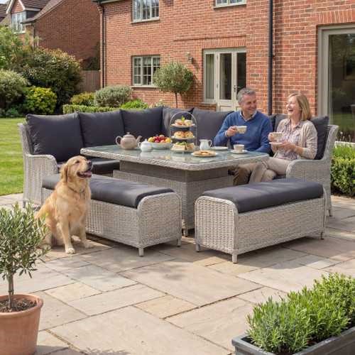 Avery Grande Rectangular L/Hand Corner Lounge/Dining Set -Ash