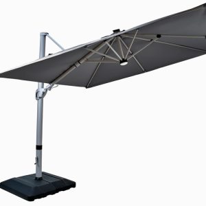 Hartman Caribbean 3m Cantilever Parasol with Lights+ Base-Grey